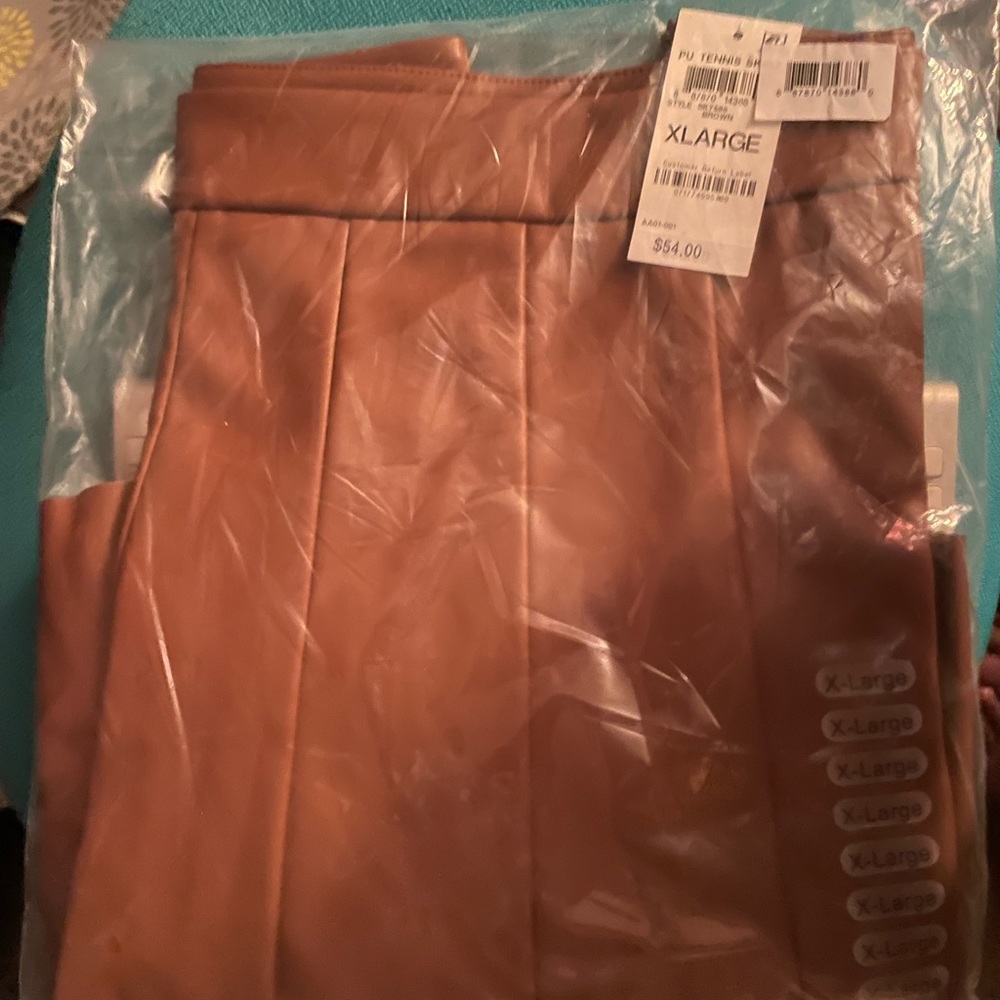 Brand new brown pleather tennis skirt